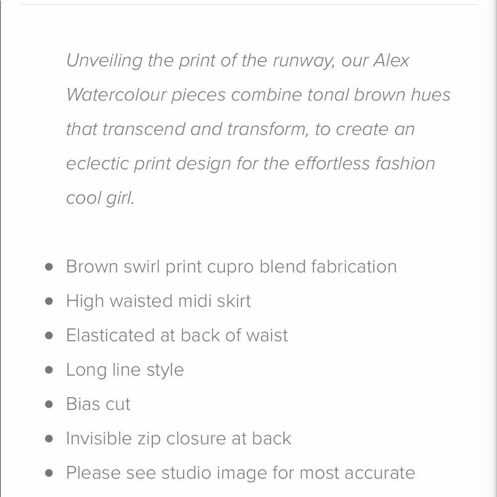 NWT DISSH SS22 - Alex Brown Watercolor Shirt and Midi skirt SOLDOUT! - Picture 13 of 16